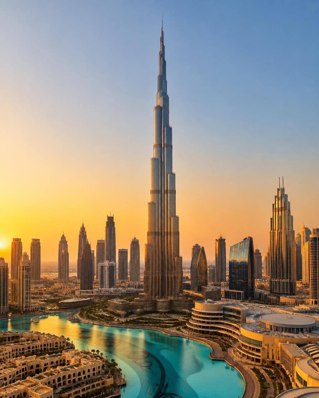 Skyline de Dubai ao entardecer