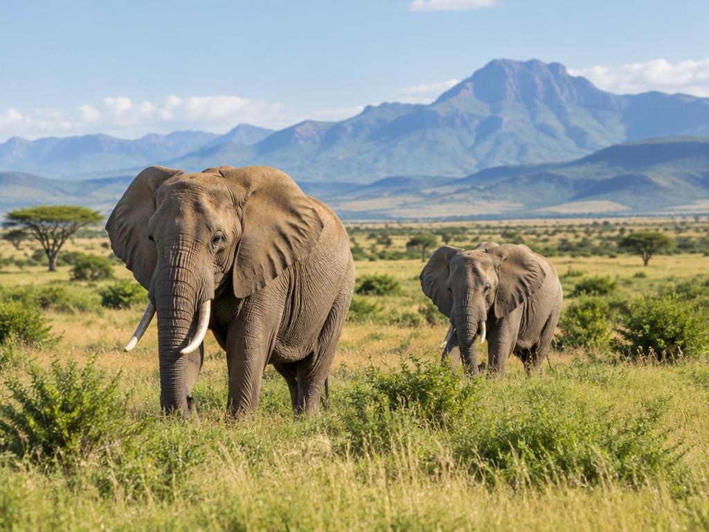 Elefantes na savana sul-africana